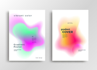 Minimal poster with vibrant fluid gradient. Modern abstract flyer with blurs pink and yellow shapes. Vector