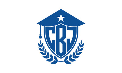 CBJ three letter iconic academic logo design vector template. monogram, abstract, school, college, university, graduation cap symbol logo, shield, model, institute, educational, coaching canter, tech