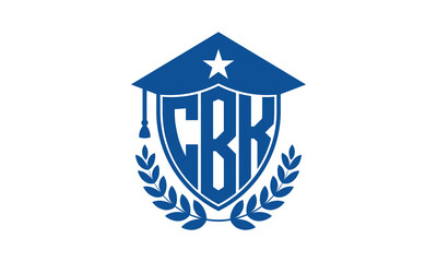 CBK three letter iconic academic logo design vector template. monogram, abstract, school, college, university, graduation cap symbol logo, shield, model, institute, educational, coaching canter, tech