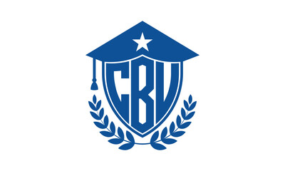 CBU three letter iconic academic logo design vector template. monogram, abstract, school, college, university, graduation cap symbol logo, shield, model, institute, educational, coaching canter, tech