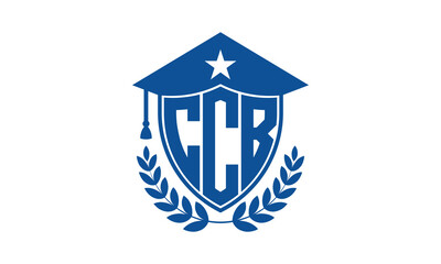 CCB three letter iconic academic logo design vector template. monogram, abstract, school, college, university, graduation cap symbol logo, shield, model, institute, educational, coaching canter, tech