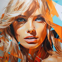 Watercolor portrait illustration of a beautiful blonde woman