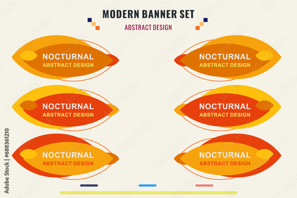 Wall mural modern title banner set, with different shapes and colors. title box template, ready to use for prin