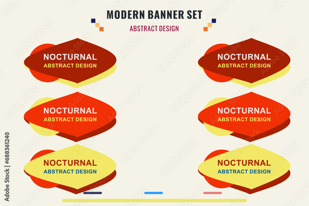 Wall mural modern title banner set, with different shapes and colors. title box template, ready to use for prin