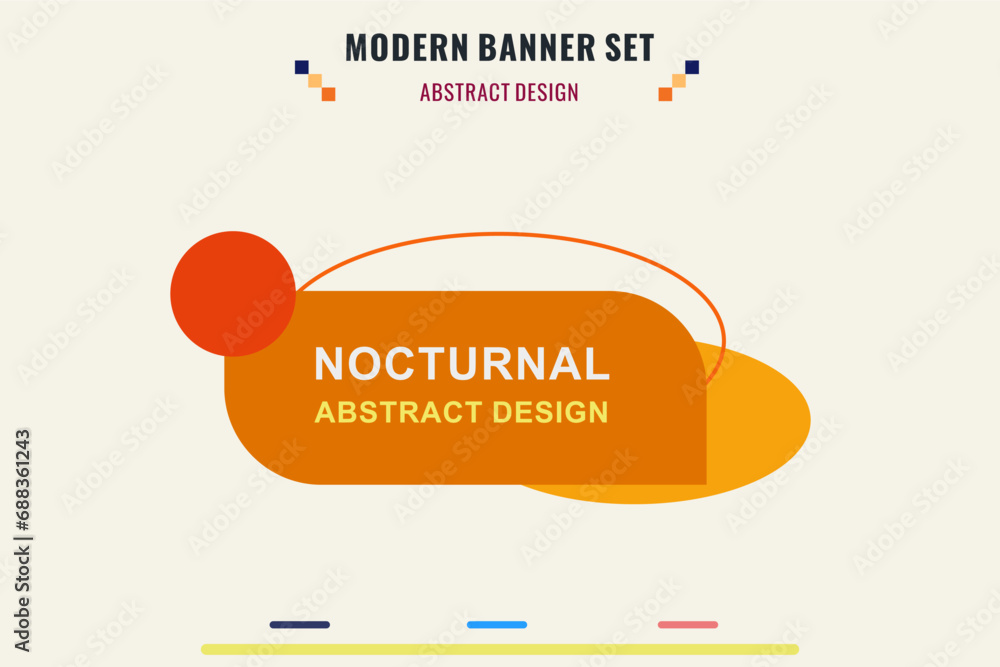 Wall mural modern title banner set, with different shapes and colors. title box template, ready to use for prin