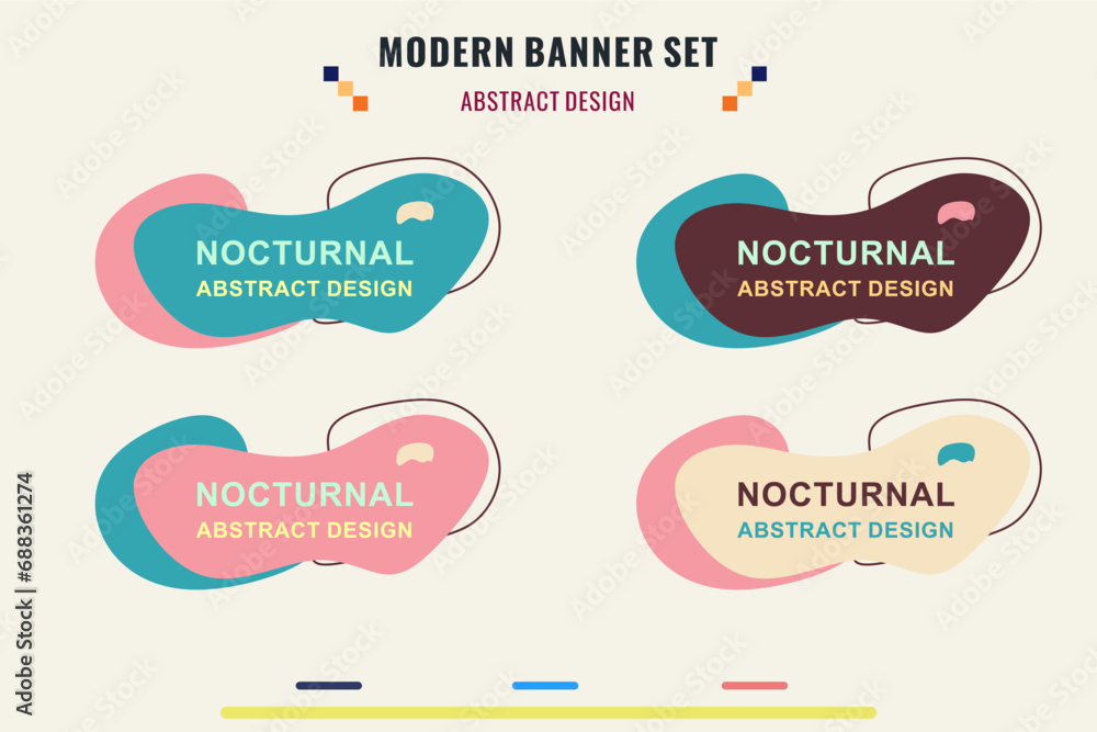 Wall mural modern title banner set, with different shapes and colors. title box template, ready to use for prin