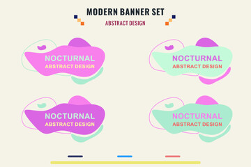 Modern title banner set, with different shapes and colors. Title box template, ready to use for print design and web design.