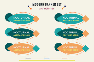 Modern title banner set, with different shapes and colors. Title box template, ready to use for print design and web design.