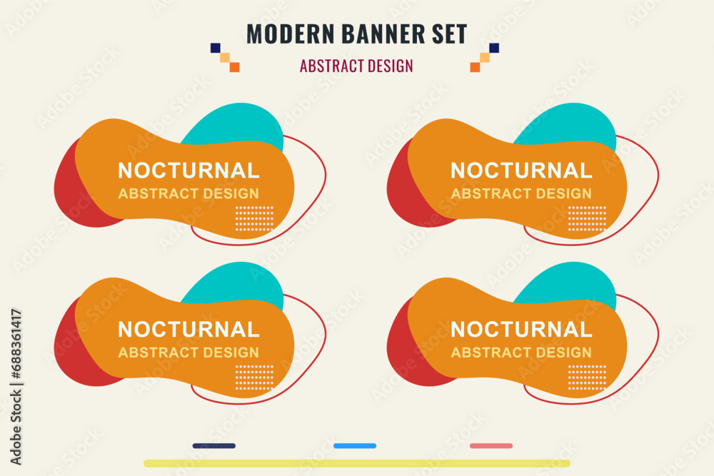Wall mural modern title banner set, with different shapes and colors. title box template, ready to use for prin