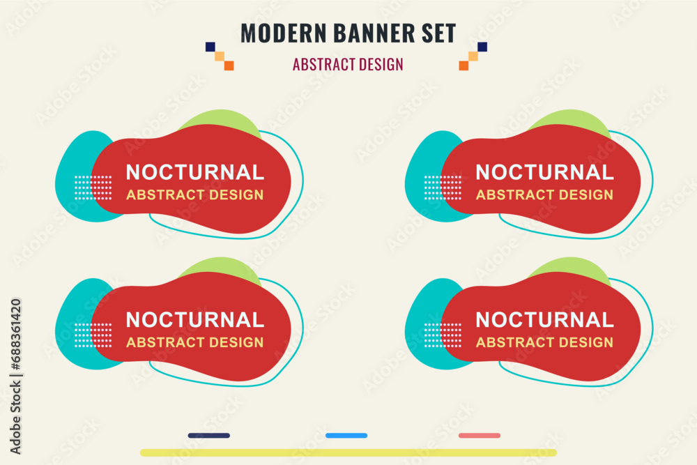 Wall mural modern title banner set, with different shapes and colors. title box template, ready to use for prin