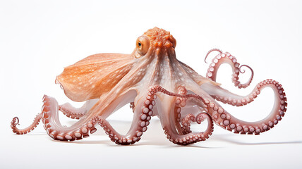 Fototapeta premium white octopus isolated on white background, underwater wildlife symbol, abstract fictional creature