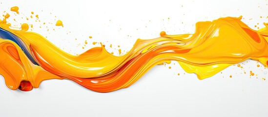 Top view of an isolated oil paint spill on a white background. - obrazy, fototapety, plakaty