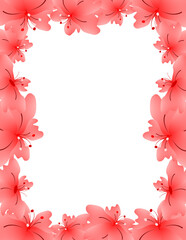 Flowers Bloom Frame Clipart. Cute Flower Border. Pink Floral Background Illustration Digital Hand Drawn.