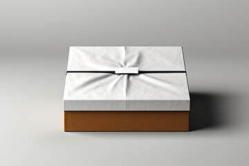 rendering 3d view top mock concept gift business background light card paper brown box cardboard realistic white closed open isolated container
