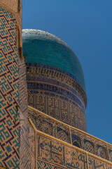 Close up on beautiful dome of Bibi-Khanym Mosque in Samarkand, Uzbekistan