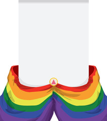 Paper decorated with rainbow flag and small button for Pride, Vector illustration