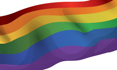 Waving rainbow flag in gradient effect on white background, Vector illustration - obrazy, fototapety, plakaty