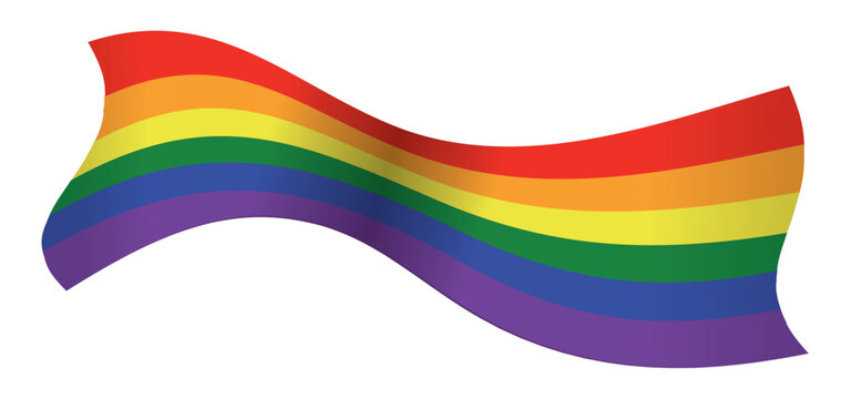 Isolated rainbow flag with waving effect in gradient style, Vector illustration