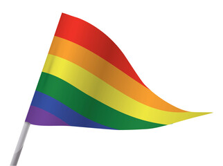 Rainbow pennant with silver stick for Pride, Vector illustration