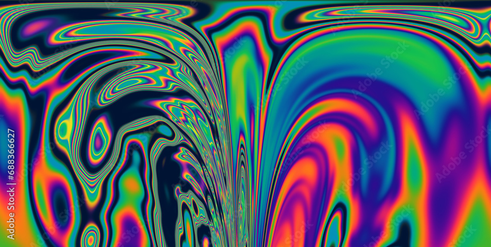 Poster Dynamic neon polarized divots create a mesmerizing and vibrant background. Abstract psychedelic background.