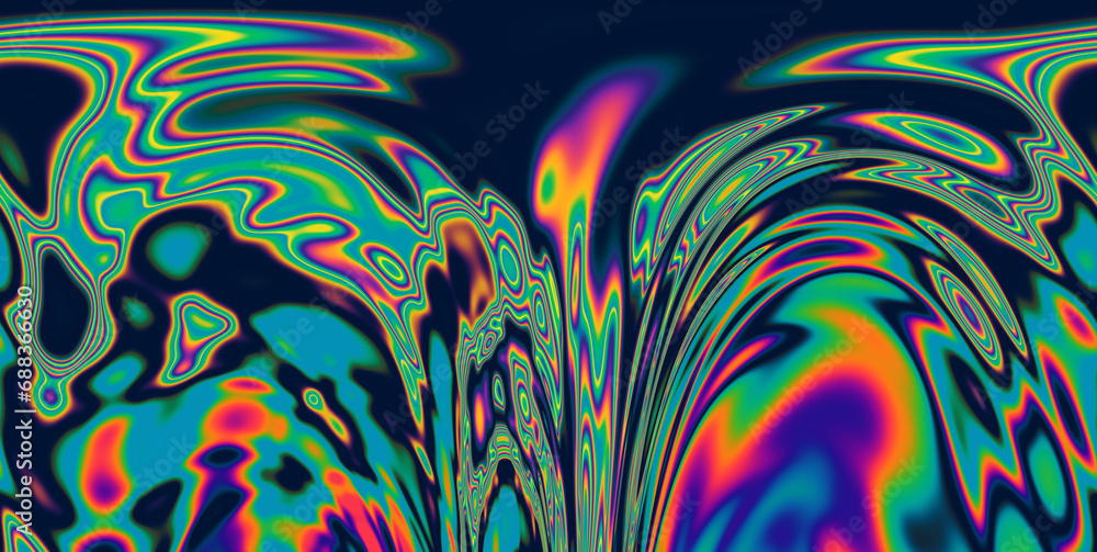 Poster Dynamic neon polarized divots create a mesmerizing and vibrant background. Abstract psychedelic background.