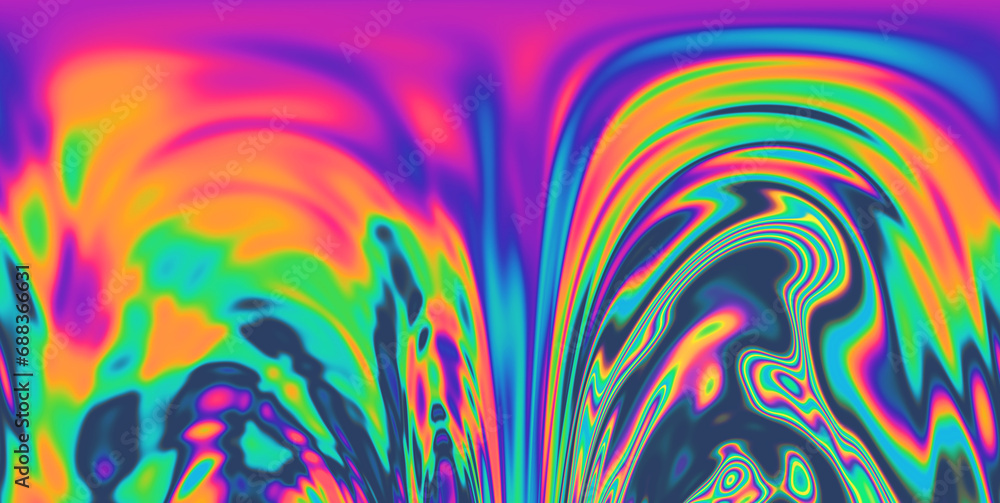 Poster Dynamic neon polarized divots create a mesmerizing and vibrant background. Abstract psychedelic background.