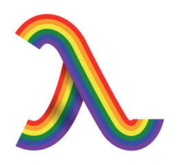 Lambda symbol made with colorful ribbon in rainbow colors, Vector illustration