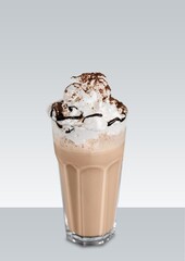 chocolate tasty drink with whipped cream.