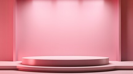 3D rendering of minimalist podium in pink studio