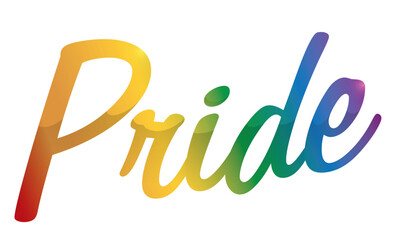 Pride sign with glossy effect and rainbow flag colors, Vector illustration