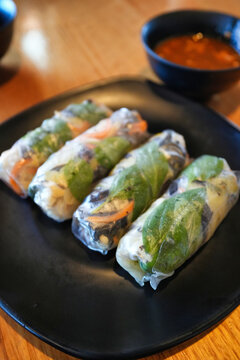 rice paper rolls on a plate