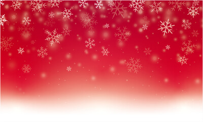 Naklejka na ściany i meble 雪の結晶が降り積もるクリスマスの水彩画イラスト