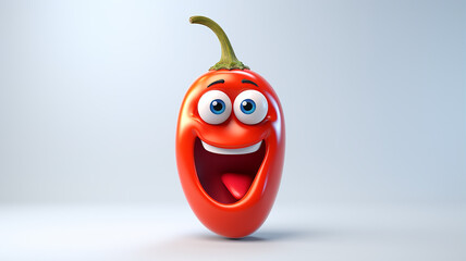 red hot pepper, funny cartoon illustration with eyes and emotions