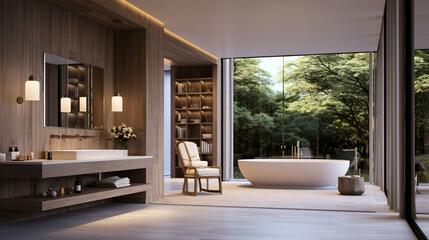 Fototapeta premium beautiful bathroom with scandinavian style