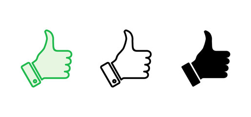 Obraz premium Thumbs up icon set. Hand like. Like icon vector.