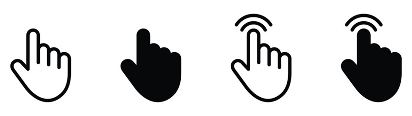 Computer mouse click cursor black arrow icons set. Cursor icon. Vector illustration. Mouse click cursor collection. Creative Web website Design Elements and Icons for Technology and Communication.
