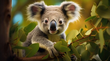 Naklejka premium close-up of a young koala bear Phascolarctos cinereus
