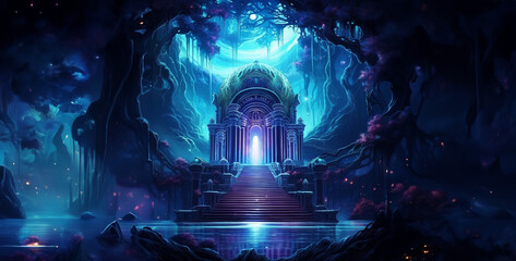 an imposing magical temple .hd background wallpaper - obrazy, fototapety, plakaty