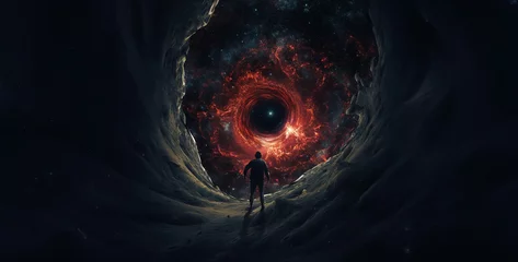 Foto op Plexiglas cosmic horror monster escaping from black hole, scary halloween background.hd background wallpaper © Kashif Ali 72