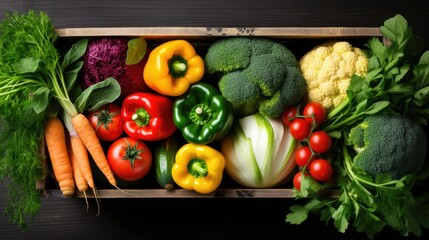 Closeup of Womans hands with fresh vegetables in a box