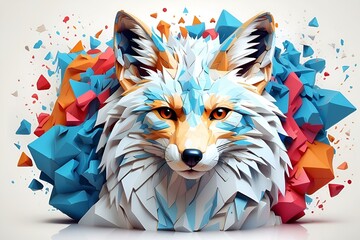 Obraz premium fox with a sign,logo,tshirt logo