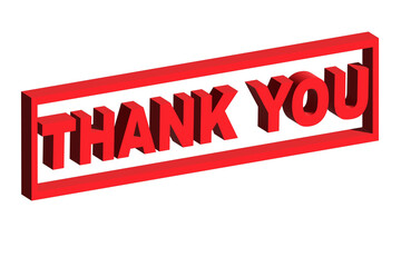 Thank You word in red ink stamp 3D vector illustration with transparency