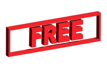 Free word in red ink stamp 3D vector illustration with transparency