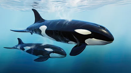 Washable wall murals Orca Killer Whale orcinus orca Female with Calf