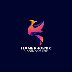 Vector Logo Illustration Phoenix Gradient Colorful Style