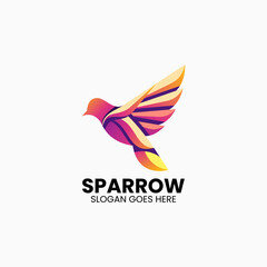 Vector Logo Illustration Sparrow Gradient Colorful Style