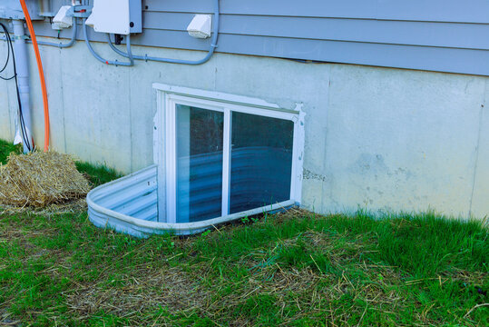 Window well installing to basement for new house at under construction