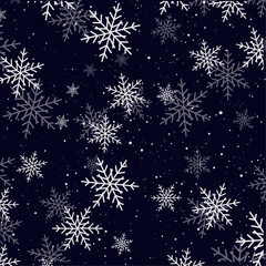 Naklejka na ściany i meble falling Snowfall, Winter snowflakes background