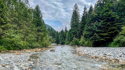 Mountain river in the mountains. Maple Ridge, BC, Canada