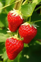 Strawberries growing in their natural environment